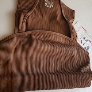 Brown Ribbed Bodysuit